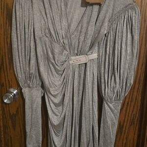 Burberry Gray Long Sleeve Dress with Buckle